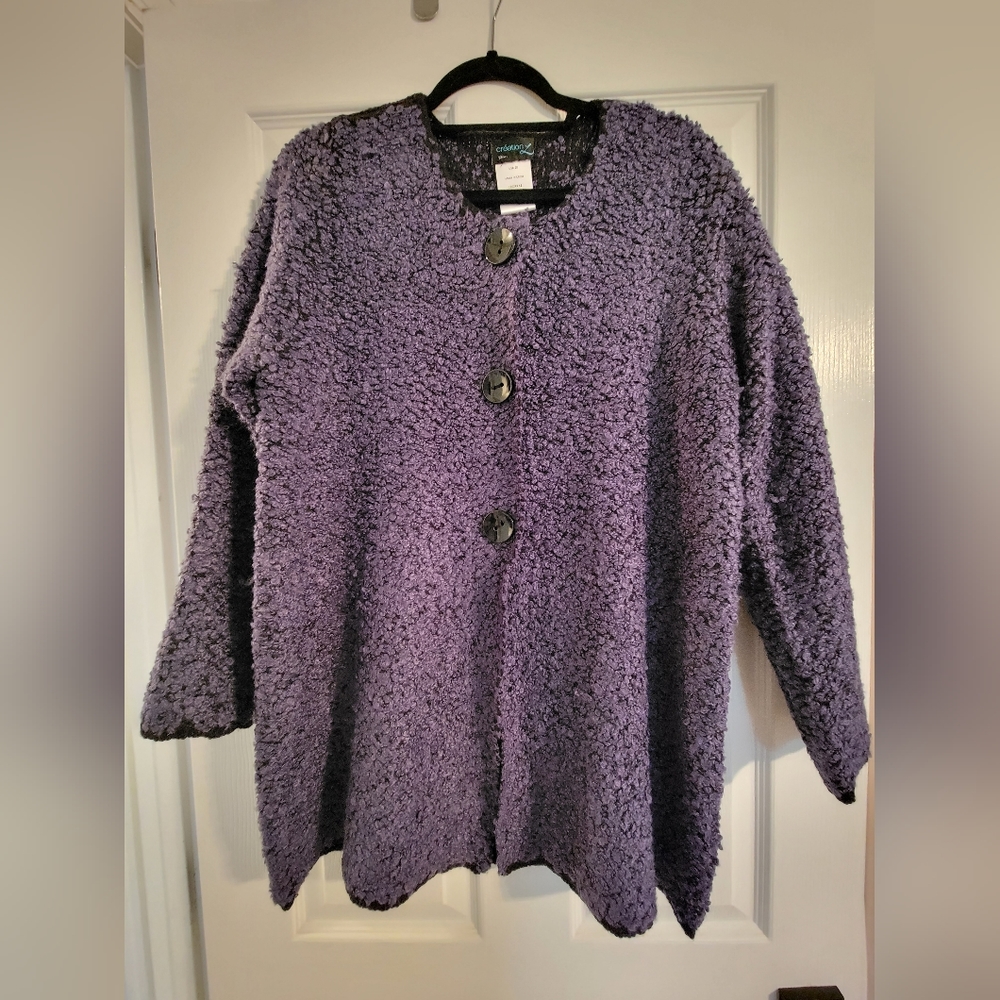 Creation L Cardigan Sweater Three Large Buttons Size 10